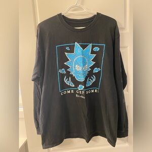 Rick and Morty Black Long Sleeve Graphic Tee Men’s Size Large